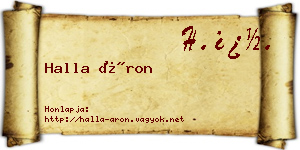 Halla Áron névjegykártya