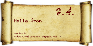 Halla Áron névjegykártya